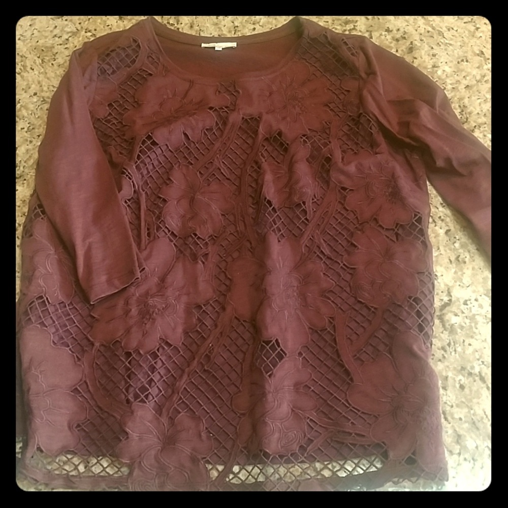 Maroon blouse 2/3 length sleeves